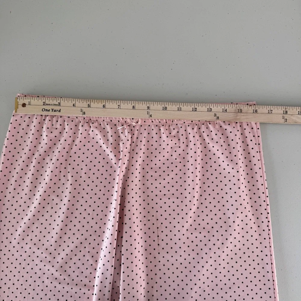 Polka Dot Babydoll Pajama Set Sz L Pink Lace Trim Coquette Balletcore Sleepwear‎